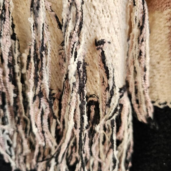 Betsy Johnson Pink Cream Black Fringe Cardigan Sz OS - Picture 3 of 7